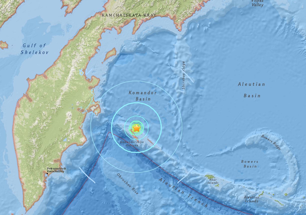 Карта камчатка землетрясения